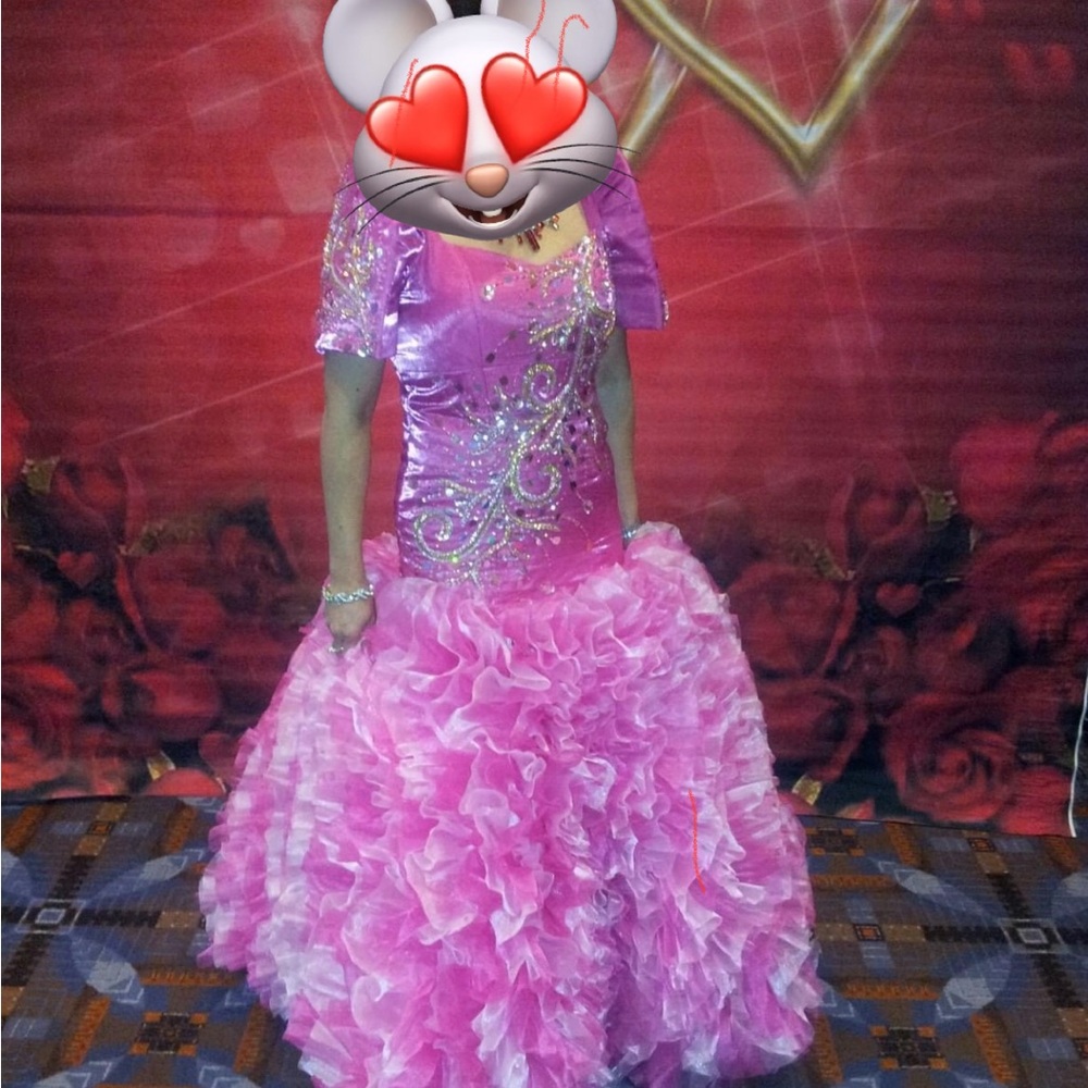 Filipiniana or the Pink Filipino Gorgeous cultural Costumes by a renowned design